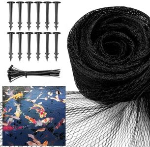 Pond Netting Cover for Leaves, 7 x 10 Koi Pond Net Cover, Durable & Sturdy Pond Netting for Koi Ponds, Protect Koi Fish Against Herons, Raccoons, Cats & Predators, 12pcs Stakes Included