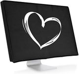 kwmobile Computer Monitor Cover Compatible with 24-26" Monitor - Brushed Heart White/Black