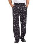 Nanxson Men's Baggy Chef Pants, Printed Work Pants with Elastic Waist Restaurant Kitchen Uniforms CFM2013 (Printed, L)