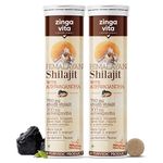 Zingavita Himalayan Shilajit Original (750mg) Effervescent Tablets, With Ashwagandha, Gokshura & Safed Musli for Strength, Performance & Muscle recovery, Cardamom Flavour | Ayush Approved | Pack of 2