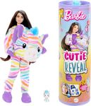 Barbie Cutie Reveal Doll & Accessories, Color Dream Series, Rainbow Zebra Costume & 10 Surprises Including Color Change