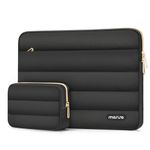 MOSISO Puffy Laptop Sleeve Compatible with MacBook Air/Pro, 13-13.3 inch Notebook, Compatible with MacBook Pro 14 inch M3 M2 M1 Chip 2024-2021, Polyester Horizontal Bag with Small Case, Black