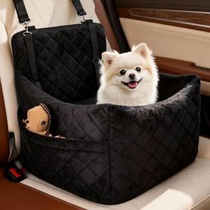 Dog Car Seat for Small Medium Dogs up to 30 lbs, Dog Booster Car Seat with Memory Foam, Safety Belt & Storage, etachable & Washable