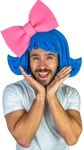 FOAM PARTY HATS: Wig (Blue w/Pink Bow)