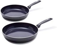 GreenPan Torino Induction Safe Healthy Ceramic Nonstick 2pc Frying Pan Set 24 & 28 cm Black