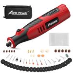 AVID POWER Cordless Rotary Tool with 2.0 Ah 8V Li-ion Battery, 5-Speed, 4 Front LED Lights and 60pcs Accessories Kit for Carving, Engraving, Sanding, Polishing and Cutting