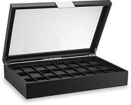 Glenor Co Watch Box for Men - 24 Slot Flat Luxury Display Case Organizer, Carbon Fiber Design for Mens Jewelry Watches