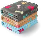 Luciphia Dog Blanket 1 Pack 3 Blankets Fluffy Premium Fleece Pet Blanket Flannel Paw Printed Throw for Dog Cat (Small 23x16'', Grey/Brown/Blue)