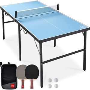 Best Choice Products 6x3ft Portable Ping Pong Table, Mid-Size Folding Indoor Outdoor Table Tennis w/ 2 Paddles, 4 Balls Included, Carrying Bag - Light Blue
