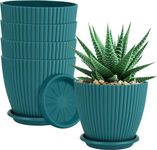 INKULTURE Plastic Round Flower Pots for Home Planters, Terrace, Garden Etc | Pack of 05 | Peacock | Suitable for Home Indoor & Outdoor Gardening Plants