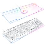 Premium Acrylic Computer Keyboard Stand, 366 Kinds RGB LED Backlit Keyboard Tray,Gaming Keyboard USB Interface Titled Keyboard Stand,Clear Acrylic Tilted Keyboard Riser for Office Desk, Home, Fullsize