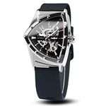 Caluxe Men's Military Skeleton Automatic Mechanical Wrist Watch for Men Triangle Wristwatch, Black, Mechanical