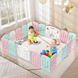 AUSADOM Baby Playpen, 20 Panels Baby Play Pen Kids Activity Centre Safety Play Yard Home Indoor Outdoor Playpen Baby Pin
