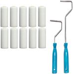 12 in 1 Paint Roller Kit, 4 Inch Mini Home Decorative Sponge Paint Brush Refills with Plastic Support Handle for Wall Ceiling Art Painting