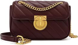 Scarleton Crossbody Bags for Women, Quilted Shoulder Bag, Lightweight Gold Chain Purses for Women, Crossbody Bag, H2089, Burgundy H, Small