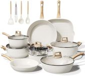 Bazova 24 Pcs Pots and Pans Set Non Stick Ceramic Cookware Set,Healthy Non Toxic Kitchen Cookware Sets with Large Capacity,Induction Compatible,Dishwasher Safe,PFAS/PTFE/PFOA/PFOS Free,Cream White