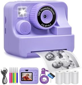 Kids Camera Instant Print Portable Dual-Lens Selfie Camera with Print Paper & 32G Card, Photo 1080P HD Toddler Digital Printing Camera for 4 5 6 7 8 9 10 Years Old Girls Boys, Purple