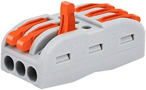 80 Pcs Wire Connectors 3 Conductor Compact Splicing, 3 Circuit Inline Splices, 28-12 AWG,NineLeaf Compact Connectors Wire Connectors,3 in and Out Push Wire Conductor
