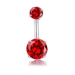 HQLA 14G Belly Button Rings Surgical Stainless Steel Round Cubic Zirconia Navel Barbell Stud Body Piercing, Crystal, cubic-zirconia