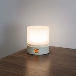 Smilodon Timer Night Light, White, Small LED Bedroom Lamp, Bedside Table Lamp, Night Light Kids, Dimmable, Battery Operated, Warm Mood Light Color