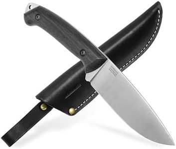 BPS Knives Savage - Cuchillo de Bushcraft de Hoja Fija y Afilada de Acero al Carbono con Funda de Cuero - Cuchillo de Utilidad al Aire Libre con para Camping