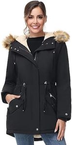 Another Choice Women Winter Parka Coat, Windproof Women Winter Coat Fleece Lined Long Parka with Faux-Fur Hood(Black-New,Medium)