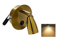 Mufasa 3 Watts Golden Finish Bedside Wall Lamp Concealed LED Spotlight Reading Light (Warm White) (Golden)