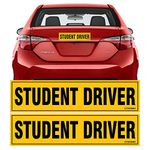 TOTOMO #SDM02 (Set of 2) Student Driver Magnet 12"x3" Highly Reflective Premium Quality Car Safety Caution Sign for New Student Drivers