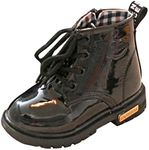 Gaorui Boys' Ankle Snow Boots Miltary Waterproof Pu Leather Shoes 5 M US Toddler Black