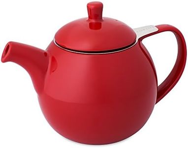 FORLIFE Curve Teapot with Infuser, 24-Ounce, Red