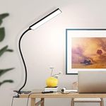 Vansuny Clip on Light LED Desk Lamp with Eye-Caring LED Light and Metal Clip, 11 Level Brightness 3 Color Modes, Power by USB Port 5W Flexible Gooseneck Reading Light for Home and Office (5W, Black)