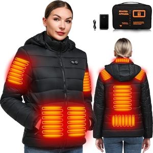 Heated Jackets for Women with Battery Pack Included, Womens Heated Jacket with Detachable Hood, Heated Coat Hoodie Clothing Waterproof, Rechargeable Electric Heating Jacket for Hunting, Winter, Ski