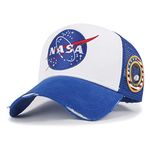 ililily NASA Meatball Logo Embroidery Baseball Cap Apollo 1 Patch Trucker Hat, Blue, XL