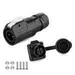 CNLINKO LP-12 Industrial Waterproof Connector IP68 Circular Connector Quick Plugging Aviation Connector PBT Plastic Shell Connector Fast Release Connector M12 2-8 Pin Flange Socket (2 Pin)