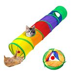 Aokuy Cat Toys Cat Tunnel and Cat Cube Pop Up Collapsible Kitten Indoor Outdoor Toys-with 2 Holes and Play Ball- for Cat, Puppy, Kitty, Rabbit