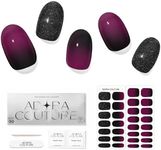 Adora Couture Semi Cured Gel Nail Strips | 30pcs Black Glitter Purple Ombre Wrap Gel Nail Sticker | Gel Stickers for Nails UV Light Required (L.A Nightfall)