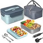 Monteka Electric Lunch Box for Adults, 100W Fast Heating Food, Double-Layer Portable Food Warmer with 1.8L Stainless Steel Container, 12V/24V/230V Heated Lunch Box for Car Truck Home, Gifts for Lover