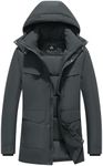 TUAOVA Men's Winter Coats Thicken Parkas Waterproof Windproof Detachable Hood Long Padded Puffer Jacket(Darkgrey,L)