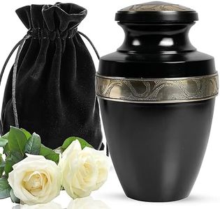 Yatskia Black Large Cremation Urns for Human Ashes Remains Female & Male - Funeral Decoration Metal Urns Container for Ashes Women & Men - Adult Burial Urn for Human Ashes Mom & Dad (Up to 200 LB)