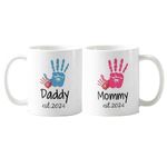 Designer Unicorn Printed Ceramic Couple Coffee Mugs Mommy Daddy est 2023 Set of 2 (White) (White)