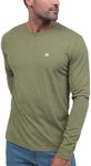 INTO THE AM Premium Long Sleeve Shirts for Men Casual Work Sun Protection Basic T-Shirts for Gym Construction (Olive Green, 4X-Large)