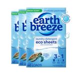 Earth Breeze Laundry Detergent Sheets - 90 Detergent Sheets - (3 Pack) 30 Sheets Per Pack - 180 Loads - Concentrated Liquidless Laundry Soap - No Plastic Jug - Fresh Scent