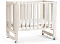 MAMAZING EvoNest Baby Crib, 6 in 1 Convertible Mini Crib with Wheels, 100% New Zealand Pinewood Growing Bed, 4 Adjustable Mattress Heights