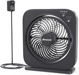 AMACOOL Table Fan, 12 inch Box Fan with 3 Adjustable Speeds & 8HRS Timer, 60° Pivoting Quiet Air Circulator, Desktop Fan for Bedroom Bathroom Kitchen Office, AC Adapter Included