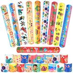 FEPITO 24 PCS Slap Bracelets Luau Hawaiian Slap Bands for Birthday Party Hawaiian Luau Aloha Party Easter Party Favors