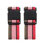 2 Pack Luggage Straps, Bright Colors Adjustable Suitcase Belts with Quick Release Buckle (GreyPink)