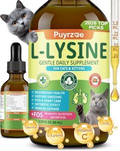 Puryzoe Lysine for Cats, Cat L-Lysine Supplement Drop Supports Respiratory & Immune Health, Energy & Appetite Boost, Sneezing & Eye Relief, Digestive Balance, L-Lysine for Cats, Chicken Flavor, 60ml