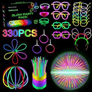 Withosent - Set di 330 luci fluorescenti al neon con 150 connettori, barre luminose, decorazione adatta per bambini e adulti, per feste, matrimoni, Halloween o come braccialetti