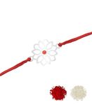 Gargi by P.N. Gadgil and Sons 925 Silver | Premium Red Thread Silver Rakhi | Gifts for Men and Boys | Rakshabandhan Rakhi for Brother | Rakhi for Boys & Men With Certificate of Authenticity