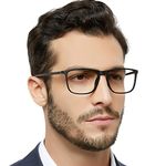 OCCI CHIARI Stylish Men's 1.5+ Reading Glasses Rectangle Readers Glasses for Men Large Black Glasses for Reading Black, 150